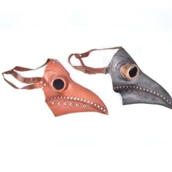 Pestdoktor Maske Kostume Fuglemaske PU Læder Steampunk Sort