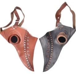Pestdoktor Maske Kostume Fuglemaske PU Læder Steampunk Sort