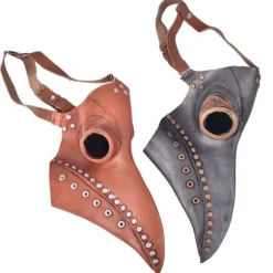 Pestlæge Maske Kostume Fuglemaske PU Læder Steampunk Sort