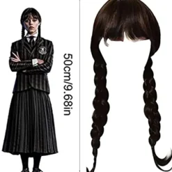 Pige Addams Family Kostume Paryk Wednesday Addams Paryk-FD13-,CJY black