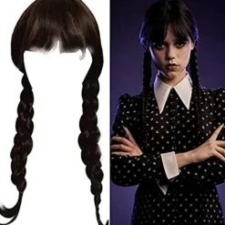 Pige Addams Family Kostume Paryk Wednesday Addams Paryk-FD13-,CJY black