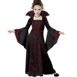 Pigebørnedragt, vampyrdragt, Halloween-heksedragt, bordeaux, 140 cm. wine red 140cm