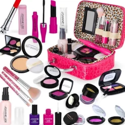 Pigelegetøj Makeupsæt Udklædningslegesæt med Makeuptaske til Fødselsdag og Jul til Børn i alderen 3-12 år. BJ1360 rose red