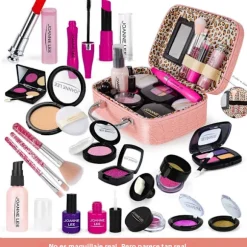 Pigelegetøj Makeupsæt Udklædningslegesæt med Makeuptaske til Fødselsdag og Jul til Børn i Alderen 3-12 År BJ1360 pink