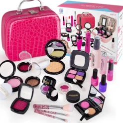 Pigelegetøj Makeupsæt Udklædningslegesæt med Makeuptaske til Fødselsdag og Jul til Børn i Alderen 3-12 År BJ1360 pink