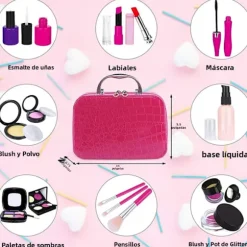 Pigelegetøj Makeupsæt Udklædningslegesæt med Makeuptaske til Fødselsdag og Jul til Børn i Alderen 3-12 År BJ1360 pink
