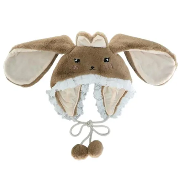 Piger Kawaii Kanin Kanin Øre Lolita Hat Vintage Lolita Uld Cap Varm Kanin Hat Hvid Beige