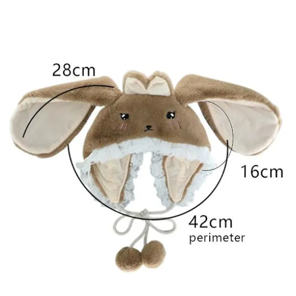 Piger Kawaii Kanin Kanin Øre Lolita Hat Vintage Lolita Uld Cap Varm Kanin Hat Hvid Beige