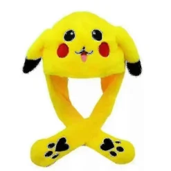 Pikachu Kaninøre Hoppende Plys Hat, Bevægelige Ører Sjov Tegneserie Hue til Børn Voksne Pikachu Pikachu