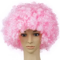 Pink Afro Parykker, Parykker Cosplay Frisure til Polterabend Neon Festartikler, Halloween Dekorationer