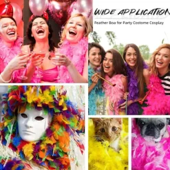 Pink fjer-tørklæde hjertebriller sæt maskeradefest dame udklædning Halloween cosplay