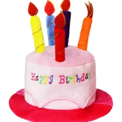 Pink Pludset Happy Birthday Kage Hat - Unisex Voksen Størrelse Fancy Dres