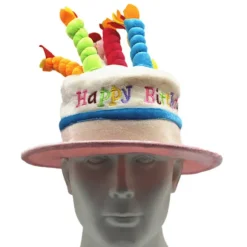 Pink Plys Fødselsdagskage Hat - Fancy Dress Party Hat - Perfekt