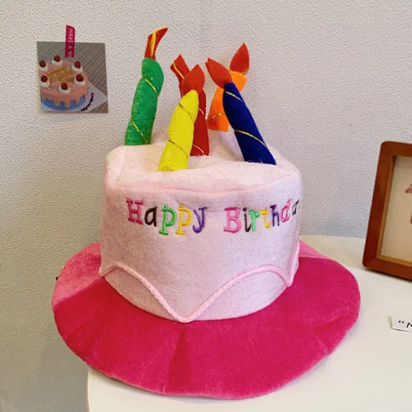 Pink plys Happy Birthday kagehat - Unisex voksenstørrelse Fancy Dres
