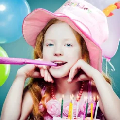 Pink plys Happy Birthday kagehat - Unisex voksenstørrelse Fancy Dres