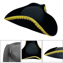 Pirat hat med guldkant til Halloween sceneoptrædener, Captain Jack hat