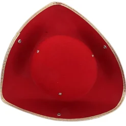 Pirat Hat til Mænd Autentisk Bukkehat til Sceneoptrædener Rød Tricorn 1-pakke (LGL) Red 36.00X31.00X10.00CM