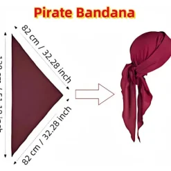 Pirattilbehørssæt - Piratbælte, bælte og tørklæde - til børn og voksne - middelalderligt piratkostume - Halloween-fest - vinrød - 1 sæt
