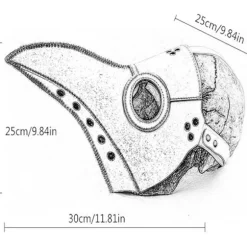 Plague Doctor Maske i Kunstlæder Steampunk Lang Fuglenæb Halloween Cosplay Party Kostume Sort Brown