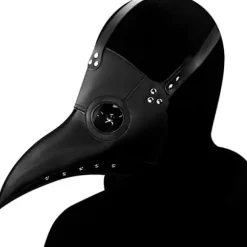 Plague Doctor Maske i Kunstlæder Steampunk Lang Fuglenæb Halloween Cosplay Party Kostume Sort Brown