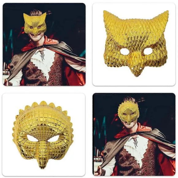 Plast Maskerade Maske Gylden Leopard/Løve/Gris/Ugle Maske Festmaske Dyremaske Halloween Udklædning Rekvisitter til Kvinder Mænd lio