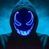 {PL}LED-maske til Halloween, Purge-maske med 3 lystilstande, Lysende Halloween-maske til mænd, kvinder og børn, blå