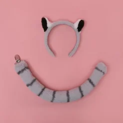 Plush Lemur Ørehovedbånd Lolita Hovedbånd Lang Hale Pels Hårbånd