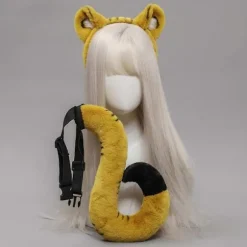 Plys Hårbøjle Tigerører Pandebånd Hale Sceneoptræden Hovedbeklædning Vask Ansigt Pandebånd Cosplay Hår Tilbehør White tail