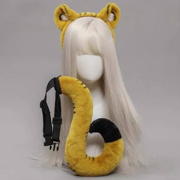 Plys Hårbøjle Tigerører Pandebånd Hale Sceneoptræden Hovedbeklædning Vask Ansigt Pandebånd Cosplay Hår Tilbehør White hair hoop