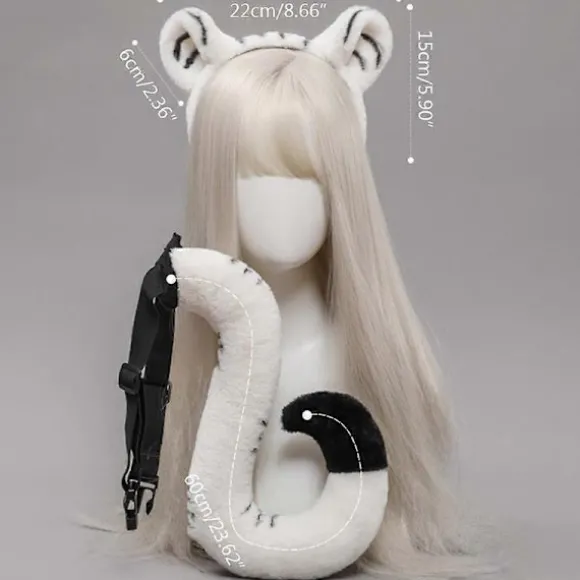 Plys Hårbøjle Tigerører Pandebånd Hale Sceneoptræden Hovedbeklædning Vask Ansigt Pandebånd Cosplay Hår Tilbehør White hair hoop