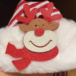 Plys julehatte, plys julehatte med pomponer til voksne og børn (B)