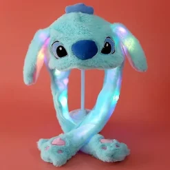 Plys Kanin Øre Hat Kan Bevæge Interessant Sød Blød Plys Bunny Hat Gaver Til Piger[HK] Luminous Stitch Hat