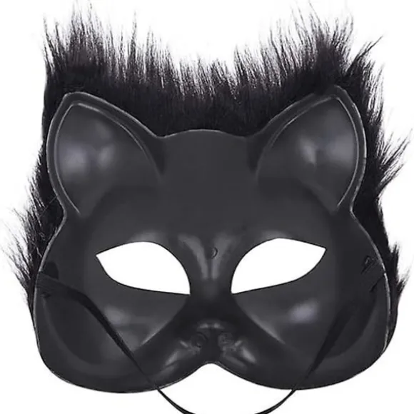 Plys Katte Rævemaske, Therian Maske, Realistiske Kattemasker, Halv Ansigt Dyremaske, Furry Party Katte Maske Maskerade Maske, Cosplay Kostume Grå Gray | Fyndiq