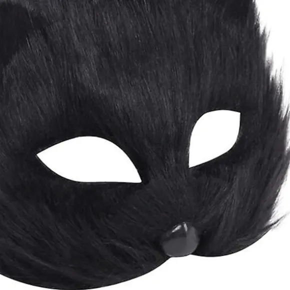 Plys Katte Rævemaske, Therian Maske, Realistiske Kattemasker, Halv Ansigt Dyremaske, Furry Party Katte Maske Maskerade Maske, Cosplay Kostume Grå Gray | Fyndiq