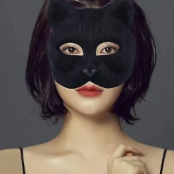 Plys Katte Rævemaske, Therian Maske, Realistiske Kattemasker, Halv Ansigt Dyremaske, Furry Party Katte Maske Maskerade Maske, Cosplay Kostume Grå Gray | Fyndiq
