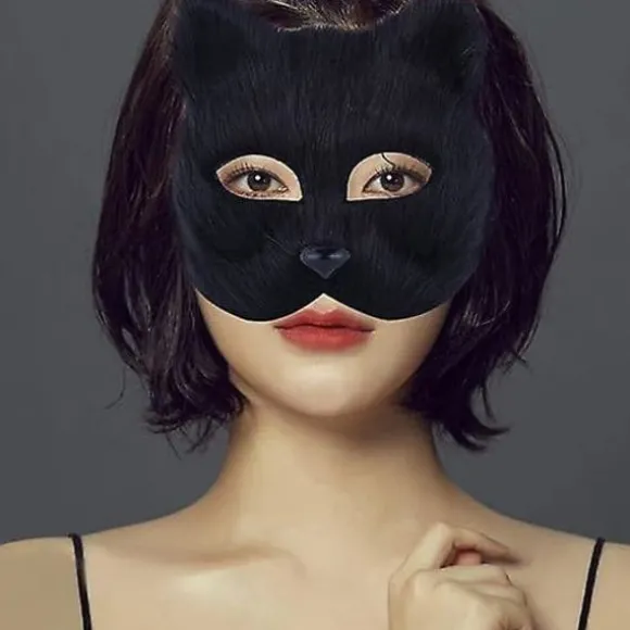 Plys Katte Rævemaske, Therian Maske, Realistiske Kattemasker, Halv Ansigt Dyremaske, Furry Party Katte Maske Maskerade Maske, Cosplay Kostume Grå Gray | Fyndiq