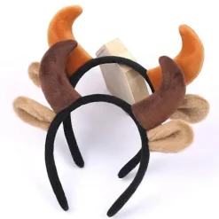 Plys Ko Ører og Horn Hårbøjle Sjovt Dyr Cosplay Party Kostume Hårpynt