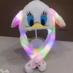 Plys Varm Kaninhat med LED-lys, Hoppehat-WELLNGS Luminous Unicorn (White)
