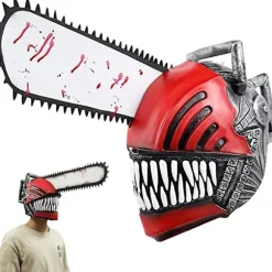 (pow yeah!) Anime Chainsaw Man Cosplay Horror Latex Maske Halloween Blodig Pochita Denji Skræmmende Hjelm Hovedbeklædning Maskeradefest Kostume Rekvisitter | Fyndiq