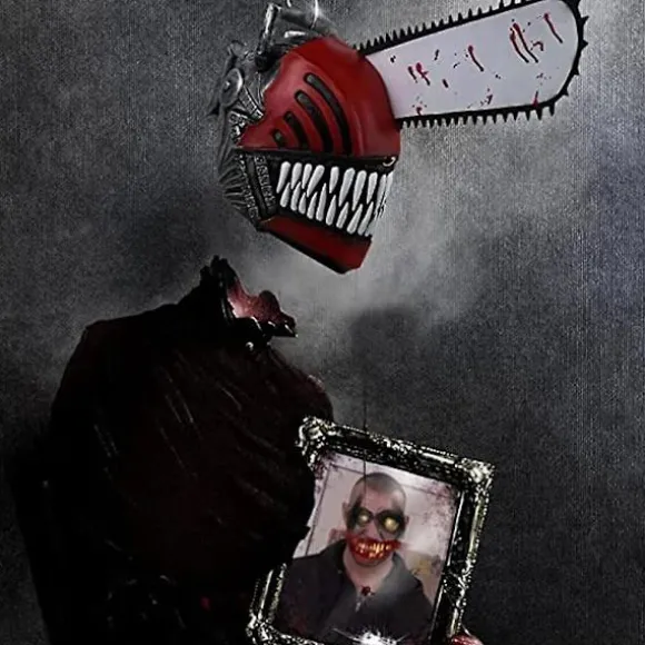 (pow yeah!) Anime Chainsaw Man Cosplay Horror Latex Maske Halloween Blodig Pochita Denji Skræmmende Hjelm Hovedbeklædning Maskeradefest Kostume Rekvisitter | Fyndiq