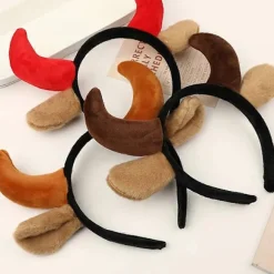 (pow yeah!) Plys Ko Ører og Horn Hårbøjle Sjovt Dyr Cosplay Party Kostume Hårdiadem