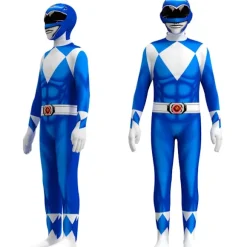 Power Ranger-kostumer til børn og voksne, cosplay-festkostume, Halloween-fødselsdagsgave blue-FF- blue 120