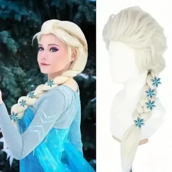 Prinsesse paryk til piger blond cosplay paryk flettet paryk cosplay paryk til piger, syntetisk hår piger blond paryk til kostumefest halloween paryk | Fyndiq