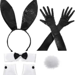 Påskehare Kostume Sæt med Ører, Butterfly, Manchetter, Handsker & Hale til Jule Cosplay[D]