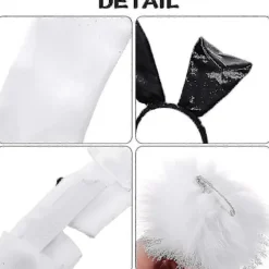Påskehare Kostume Sæt med Ører, Butterfly, Manchetter, Handsker & Hale til Jule Cosplay[D]