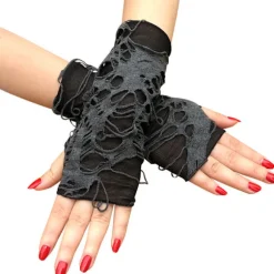 Punk fingerløse handsker til kvinder til cosplay, Halloween
