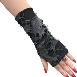 Punk fingerløse handsker til kvinder til cosplay, Halloween