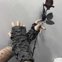 Punk fingerløse handsker til kvinder til cosplay, Halloween
