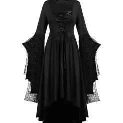Punk gotisk hekse karneval voksen cosplay kostume heks vampyr festkjole halloween sort Z sort Black 4XL