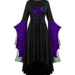 Punk gotisk hekse karneval voksen cosplay kostume heks vampyr festkjole halloween sort Z sort Black 4XL
